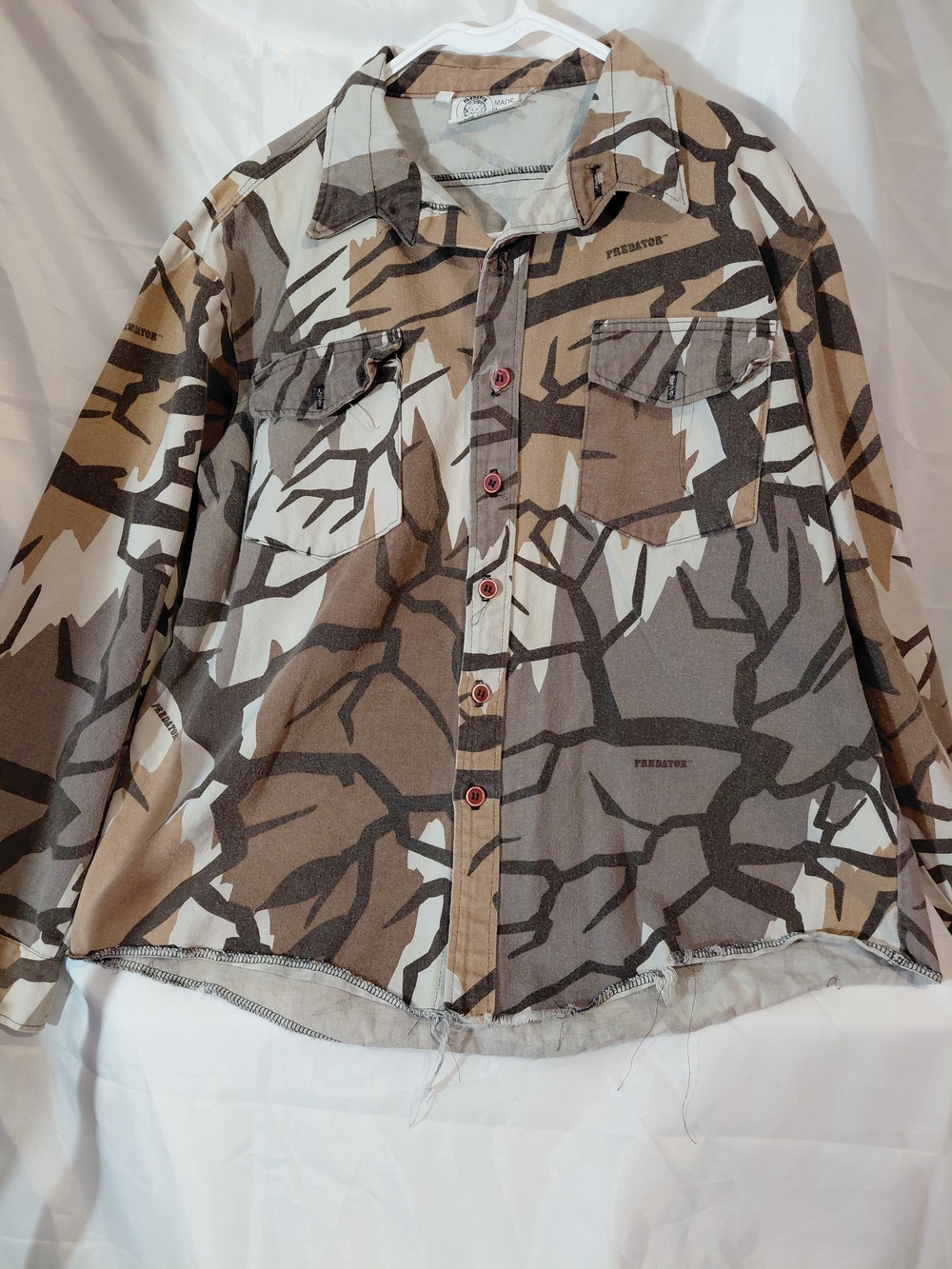 Men's  Camouflage Button-Up Jean Jacket in Brown/Gray